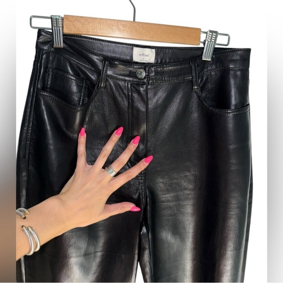 Wilfred Aritzia The Melina Straight-Leg Black Faux Leather Pants Size Women’s 6 - Picture 5 of 6